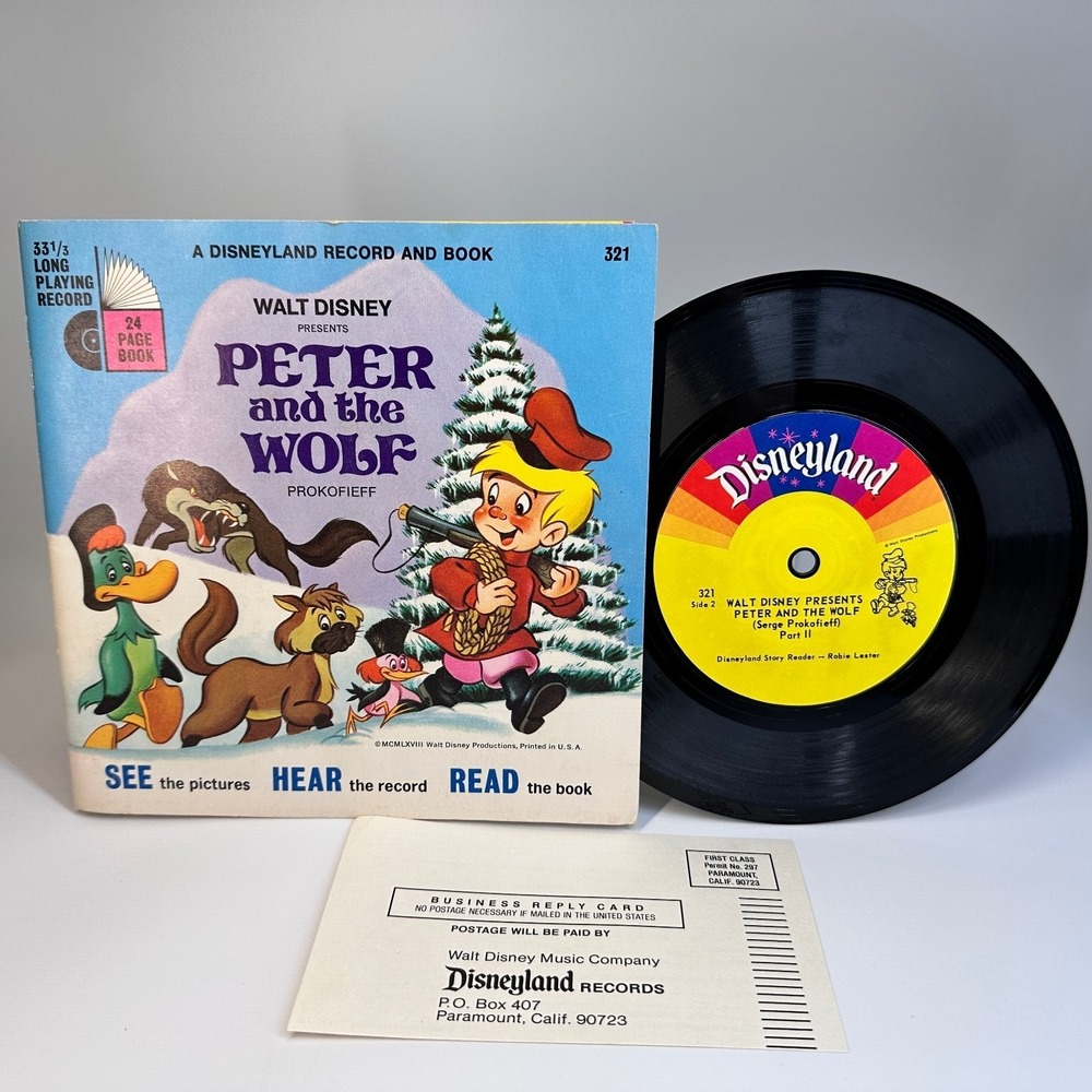 Peter and the Wolf Prokofieff Walt Disney Vinyl Record & 24page Book 1968 33LPR - Picture 2 of 16